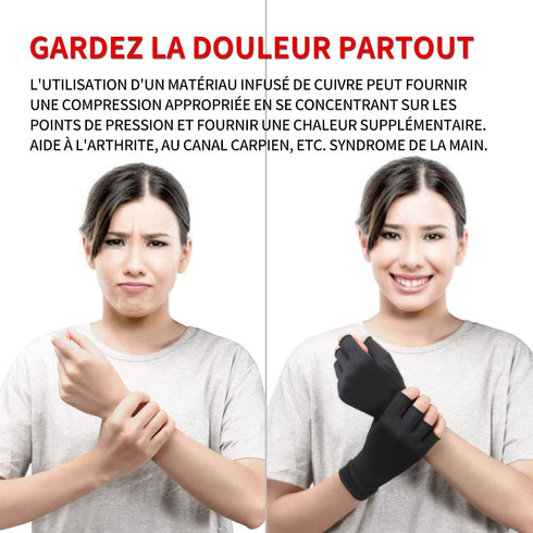 Copper Compression Arthritis Gloves, Best Copper Infused Fingerless Gloves for Pain Relief and Healing, 1 Pair