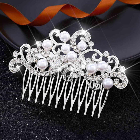 Yean Decorative Bride Wedding Hair Combs - Rhinestones Bridal Hair Accessories for Bridesmaids (Silver)
