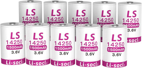 OHZHAO 10-Pack 1500mAh LS14250 Lithium 3.6v Batteries, High-Capacity er14250 Battery for SAFT Water