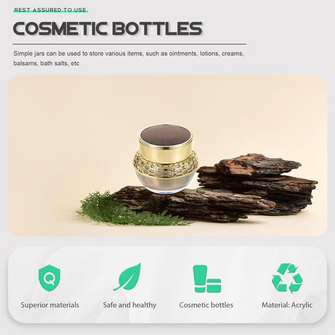 OSALADI Empty Refillable Acrylic Cosmetic Containers, 1 Pack Vintage Golden Storage Jar for Lotion Skincare Cream