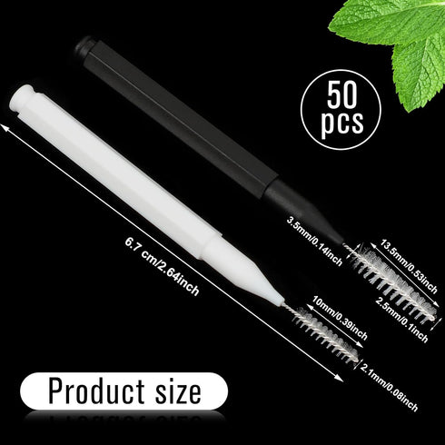 Patelai 50 Pieces Braces Brush, Interdental Brush Toothpick, Dental Hygiene Tool, Black & White
