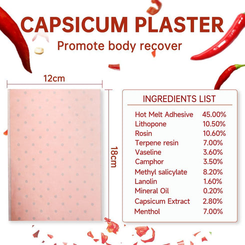 20 Pcs Capsicum Plaster Capsaicin Patch (7.09 * 4.72 in) for Heat Relief