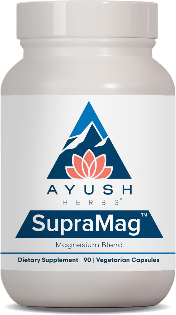 Ayush Herbs SupraMag - Magnesium Blend, 400mg Supplement for Sleep, Energy, & Brain Health - 90 Capsules