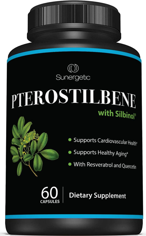 Premium Pterostilbene Supplement 100mg – Natural Source with Resveratrol & Quercetin – 60 Capsules for Healthy Aging