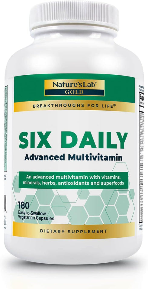 Nature's Lab Six Daily Advanced Multivitamin - Over 90 Nutrients, Minerals, Antioxidants, Herbs & Whole Foods - 180