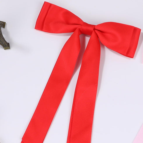 Satin Bow Hair Clips for Women, Silky Hair Ribbon Bows with Long Tail Accessories for Girls