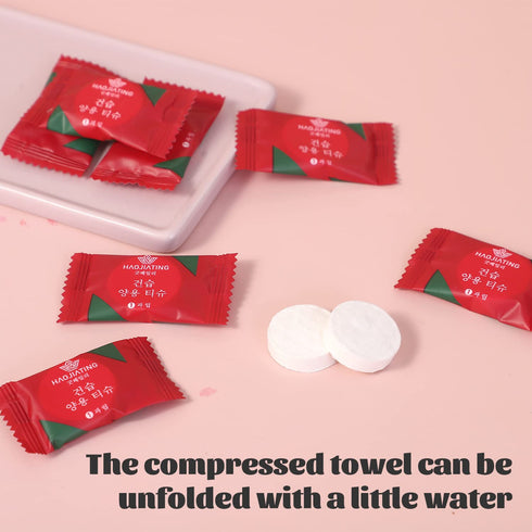 100 Pcs Mini Compressed Towels, Disposable Face Compressed Towel, Portable Coin Tissue for Travel and Outdoor Activities