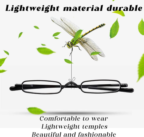 Viseng 2 Pack Slim Mini Metal Reading Glasses, Compact Lightweight Portable Readers with Glasses Case +2.5