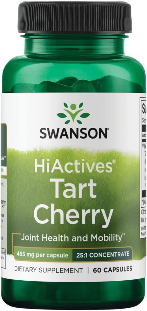 Swanson HiActives Tart Cherry, 60 Capsules (465mg Each) - Natural Supplement Supporting Joint Health, Mobility &