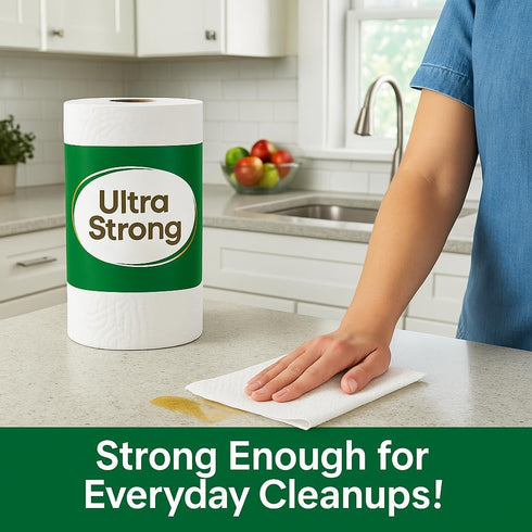 O2ktb 6 Ultra Strong Paper Towels, Double Rolls Thick, Absorbent, Multi-Surface Cleaning Towels for Kitchen, Home