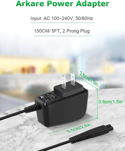 Replacement Charger for Andis 17150 17165 Shavers, ProFoil Lithium TS-1 TS-2 Compatible 5FT Cord