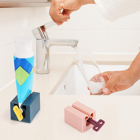 Set 4 Rolling Toothpaste Squeezer of Standing Toothpaste Holder Bathroom Organizer Pipe Squeezer Tool for Toothpaste