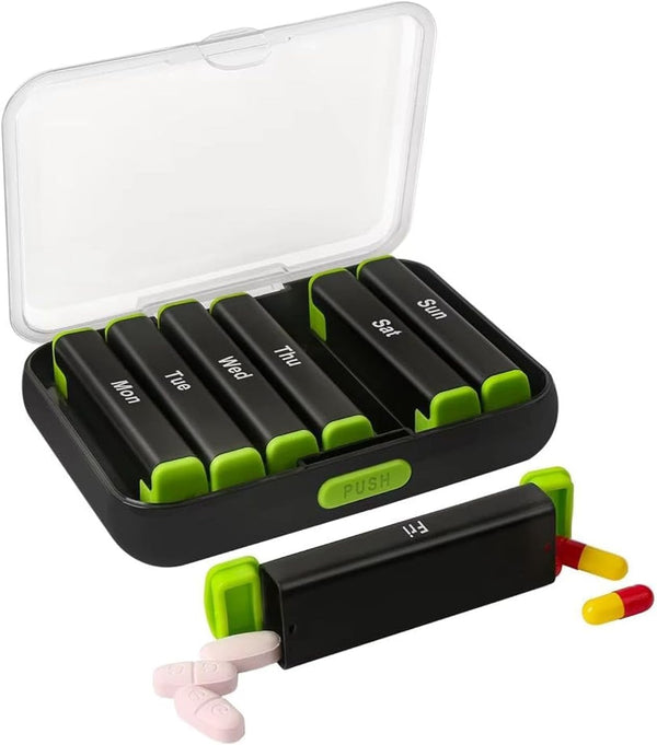 N&S Store 7-Day Pill Organizer, Weekly Medication Storage, Compact, Durable, Portable, Water-Proof, Eco-Friendly, Easy