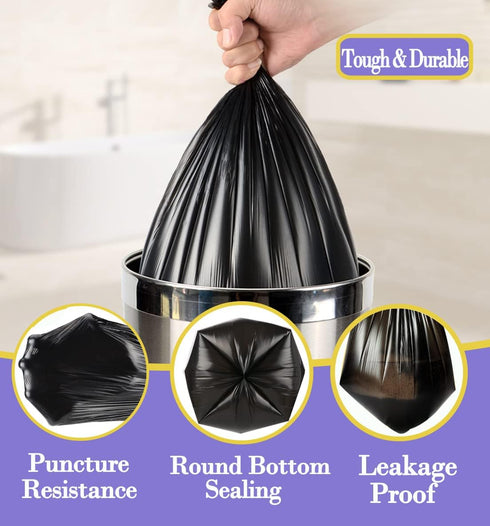 Hommaly 3 Gallon Small Black Trash Bags, 180 Count, Leakproof and Strong for Office, Kitchen, Bathroom