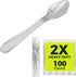 2X Heavy Duty Clear Plastic Spoons, Individually Wrapped 100 Count, Perfect for Catering and Parties