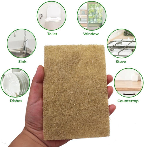 Natural Scouring Pads, 10 Pack Non-Scratch Sisal Cleaning Scrub Pads, Eco-Friendly Coconut Fiber Kitchen Scrubbers