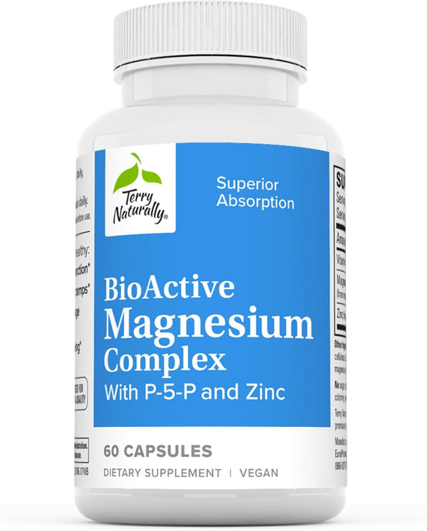 Terry Naturally BioActive Magnesium Complex, 60 Capsules with Vitamin B6 & Zinc