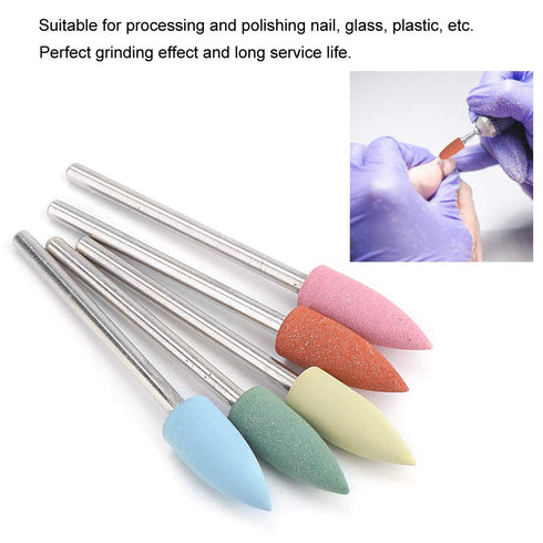 Nail Drill Bits Set, 5pcs Rubber Nail Drill Bits - Manicure Pedicure Tool for Processing and Polishing Nails