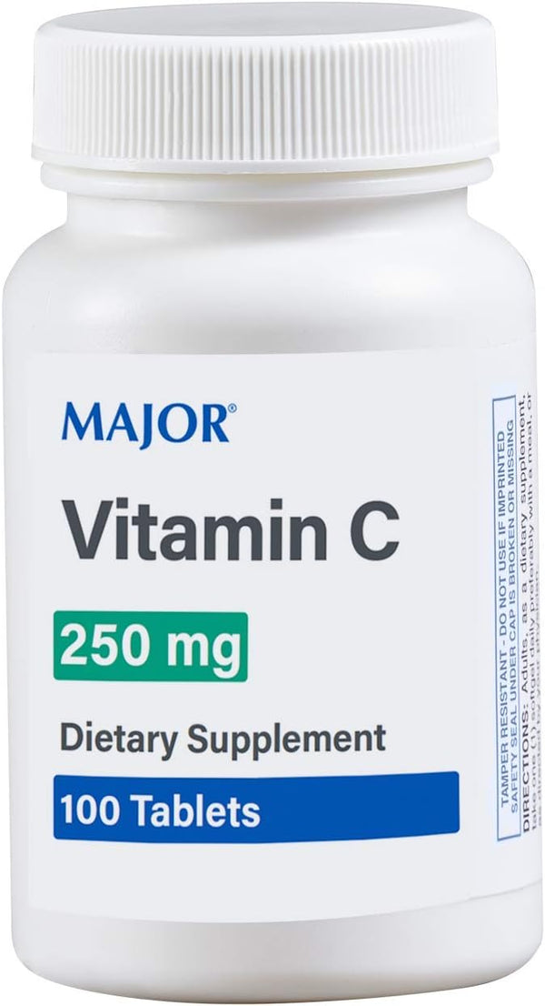 Major Vitamin-C 250 mg Ascorbic Acid Tablets, 100 Count