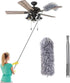 Microfiber Duster Gray with 100" Extension Pole, Telescoping Feather Dusters for Cleaning High Ceilings, Cobwebs, Fans,