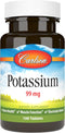 Carlson Potassium 99 mg - Promotes Nerve Health & Muscle Function, 100 Tablets