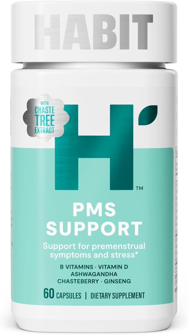 HABIT PMS Support Supplement for Women - 60 Capsules for Hormone Balance & Mood Support, Non-GMO.