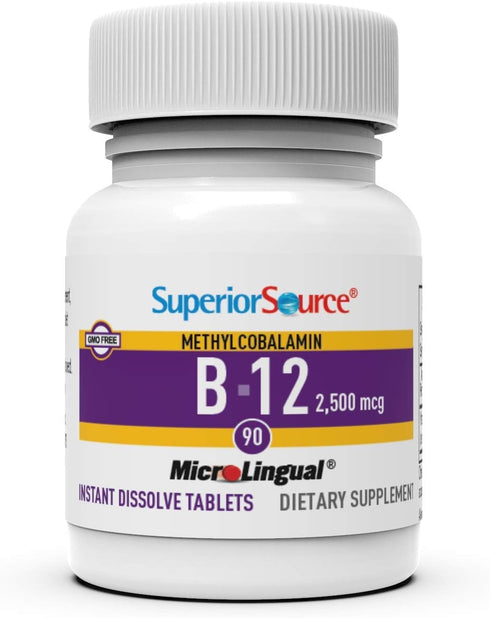 Superior Source No Shot Vitamin B12 Methylcobalamin 2500 mcg, Quick Dissolve Tablets, 90 Count