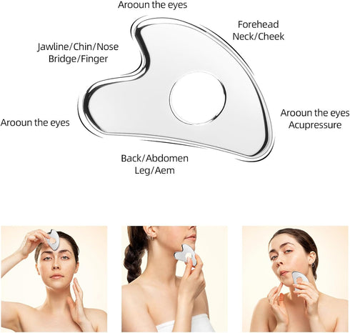 BTYMS Gua Sha Facial Tools, Heart Shaped Stainless Steel Scraper for Skin Care Massage