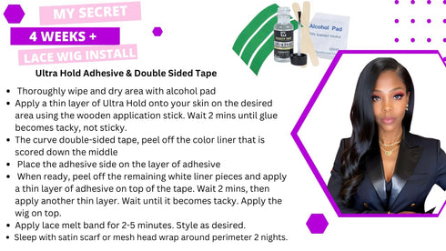 MRS GWEN HAIR & ACCESSORIES Ultra Hold Toupee & Lace Wig Adhesive Bundle (7 Items, 5 Fl Oz, Without Brush Applicator)