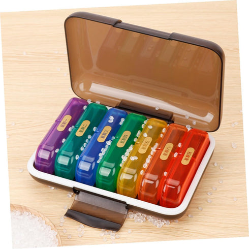 LRXIYODE 7-Day Weekly Pill Organizer Medicine Case with Color-Coded Compartments, Small Portable Travel Pill Box