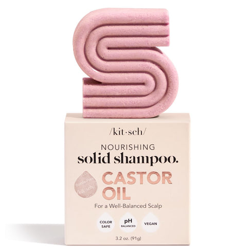 Kitsch Castor Oil Shampoo Bar - Vegan & All Natural Solid Shampoo for Hair Growth, 3.2oz, Made in USA