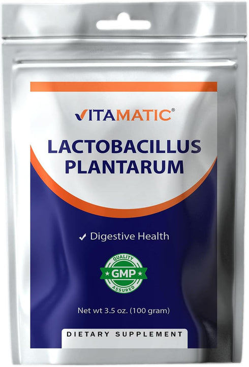 Vitamatic Lactobacillus Plantarum Probiotic Powder, Digestive Health Support, 100 Gram (3.5 OZ), 100 Servings