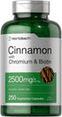 Cinnamon with Chromium Picolinate 2500mg - 250 Capsules, plus Biotin, Vegetarian, Non-GMO, Gluten Free