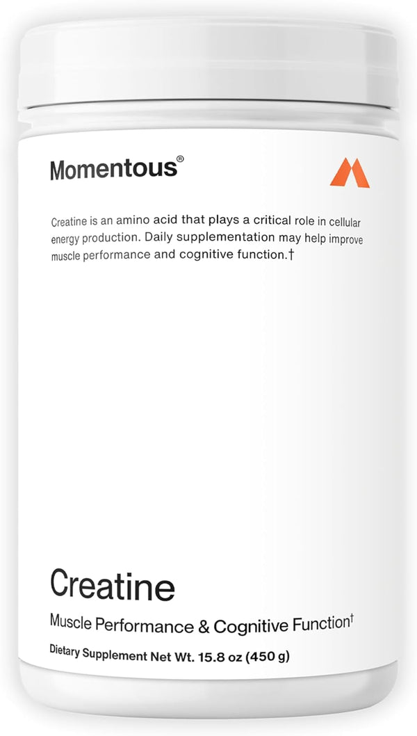 Momentous Creatine Monohydrate Powder - Creapure Performance, 5g Per Serving, 90 Servings for Muscle Support