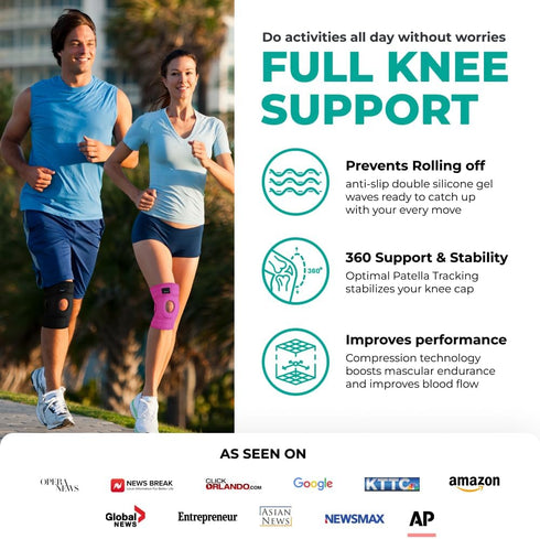 MODVEL Knee Brace with Side Stabilizers, Patella Gel Pads for Knee Pain, Injury Recovery, FSA/HSA Eligible (S/M Pink)