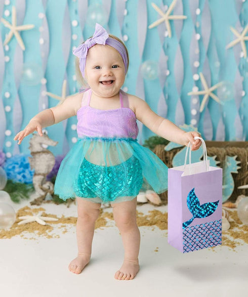 iefoah 12 Pack Mermaid Party Supplies - Gift Bags, Favors, Glitter Treat Paper Bags for Kids Girls Birthday Party