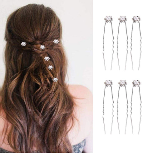 inSowni 28 Pack Silver Flower Pearl Wedding Bridal Hair Side Combs and U Shaped Hair Pins Clips for Women Girls