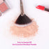 Fan Makeup Brush for Highlighter, Blush, Flutty & Powder Cosmetic Tool with Long Handle & Anti-Champagne Gold Brush