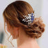Olbye Blue Rhinestone Wedding Hair Comb Bridal Accessories for Bride and Bridesmaids Silver Hair Piece
