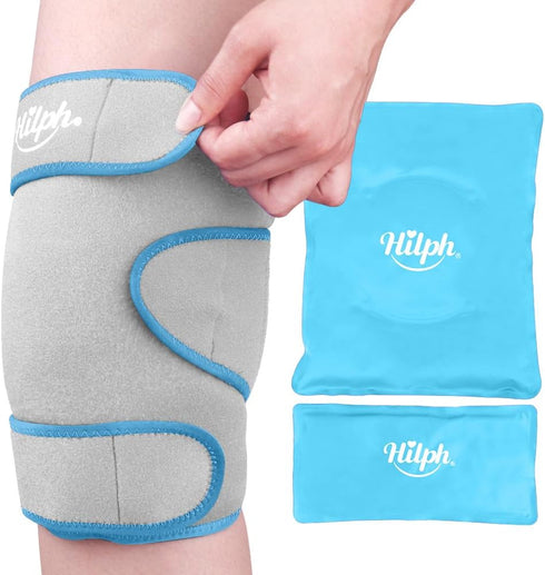 Hilph Knee Ice Pack Wrap, Reusable Hot Cold Compression for Knee Pain Relief, Meniscus Tear, ACL, Swelling (Grey)