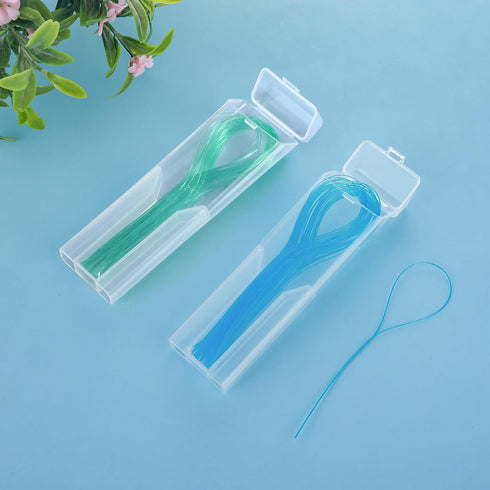 Dental Floss Threader, Biodegradable Multifunctional Nylon Loop Design, 100 Count (2 Pack) Blue + Green