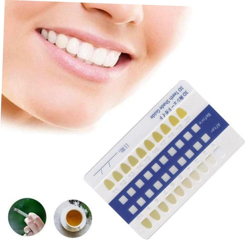 Ipetboom 20-Piece Set PVC Tooth Shade Comparison Chart Matte Finish Tooth Color Contrast Cards for Whitening Supplies