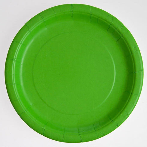 Lime Green Solid Round Paper Dinner Plates, 9", Pack of 16