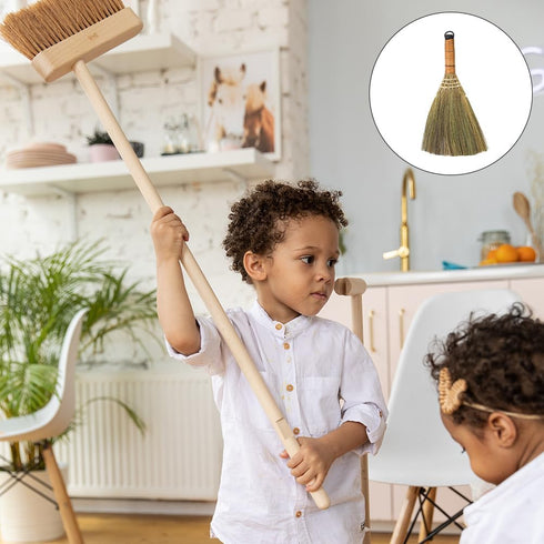 Veemoon 4 Pcs Handheld Cleaning Broom, Small Whisk Broom, Rustic Mini Straw Broom for Indoor Outdoor Home Dusting