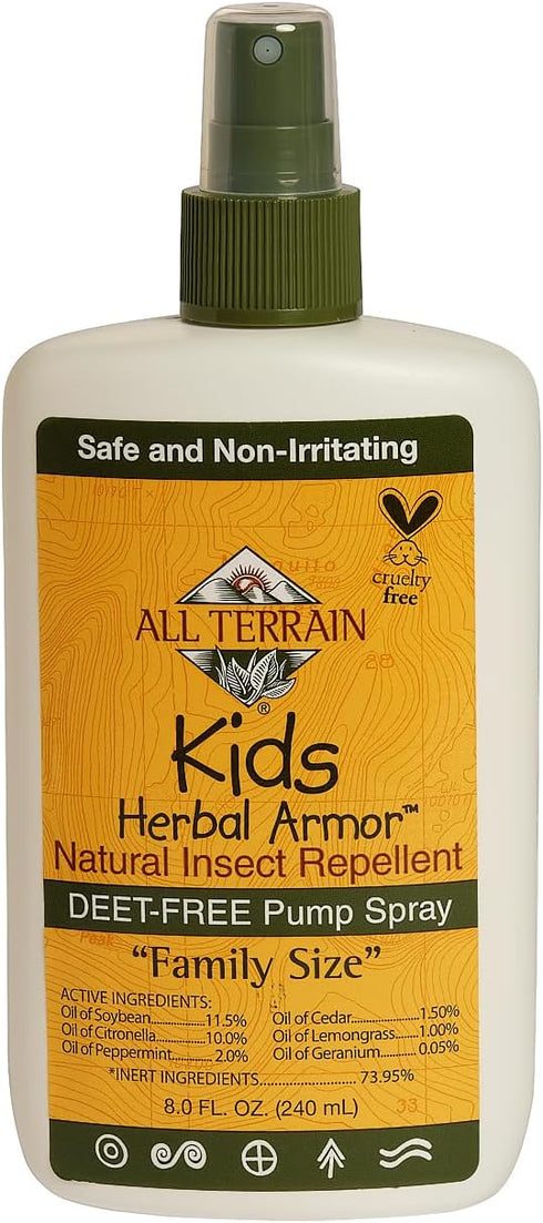 Kids Herbal Armor DEET-Free Insect Repellent Pump Spray, 8oz, Plant-Based, Safe for Family and Pets