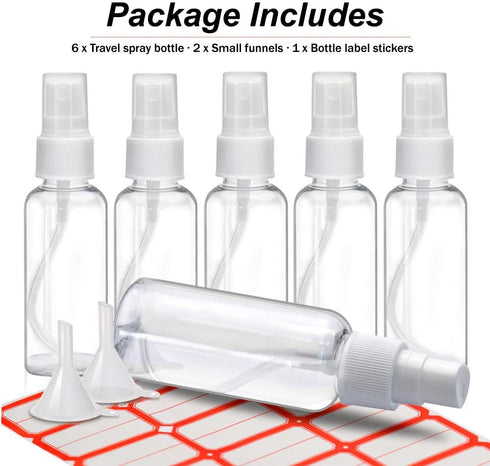 Mini Spray Bottles, 2oz/50ml Small Plastic Travel Spray Bottle, Refillable Hand Spritzer Bottles