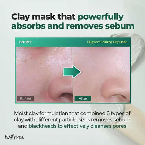 IsNtree Mugwort Calming Clay Mask 100ml, Korean Skincare for Deep Pore Cleansing & Sebum Control