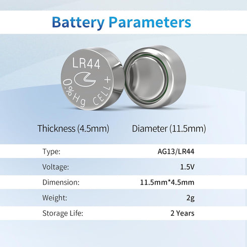 LR44 AG13 357 303 SR44 1.5V Button Coin Cell Batteries (Pack of 10)
