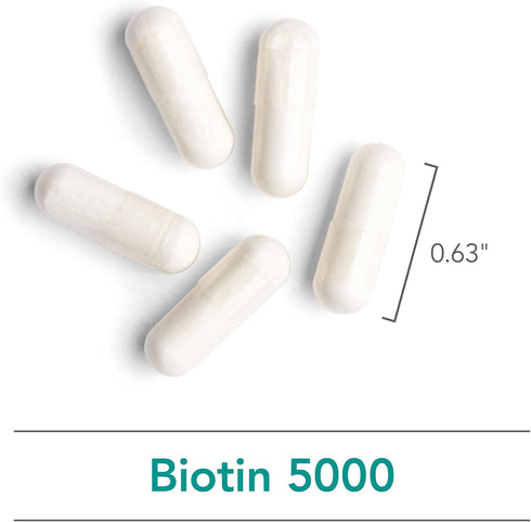 Nutricology Biotin 5000 mcg Supplement, Vitamins for Hair, Skin and Nails, 60 Vegetarian Capsules