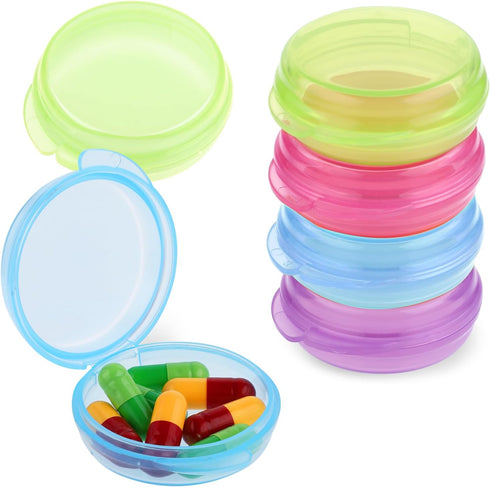 4 Pcs Mini Pill Organizer: Cute Portable Pill Case for Pocket Purse Travel Storage Containers, Earplug Case, Medicine